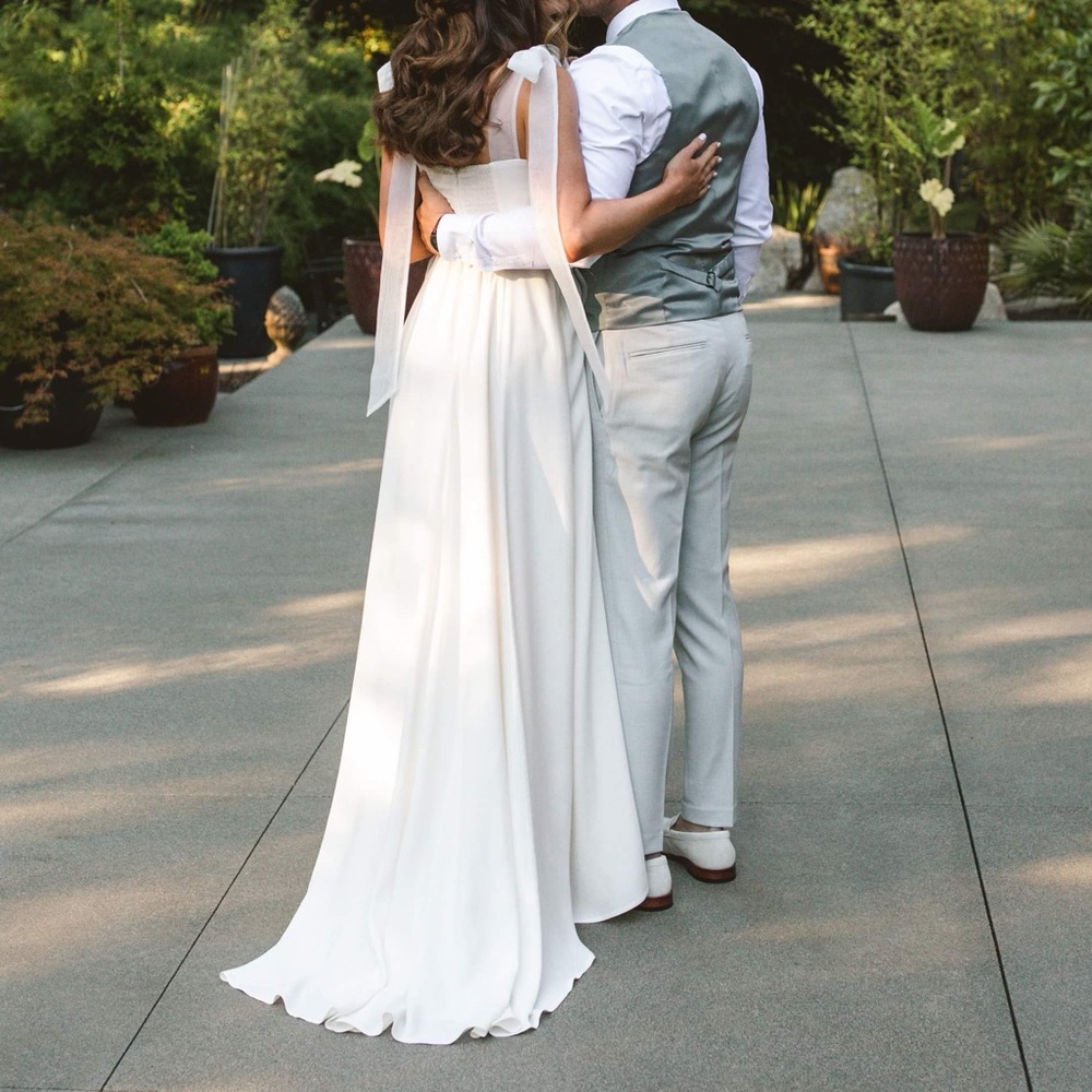 Reformation Balsam Bow Maxi Dress Ivory - Bridal - Ribbon Tie Straps - Size 0 - Picture 5 of 14